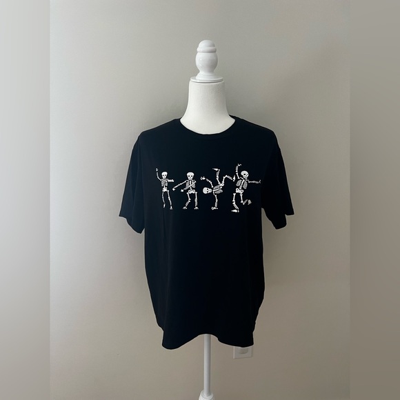 Black T-Shirt with Dancing Skeletons - Picture 1 of 2